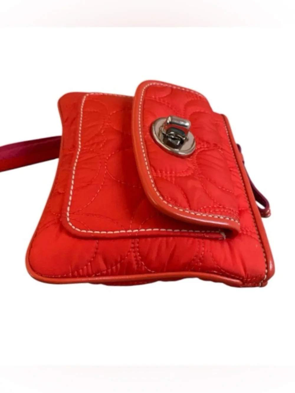 Coach quilted nylon zip around turnlock wristlet